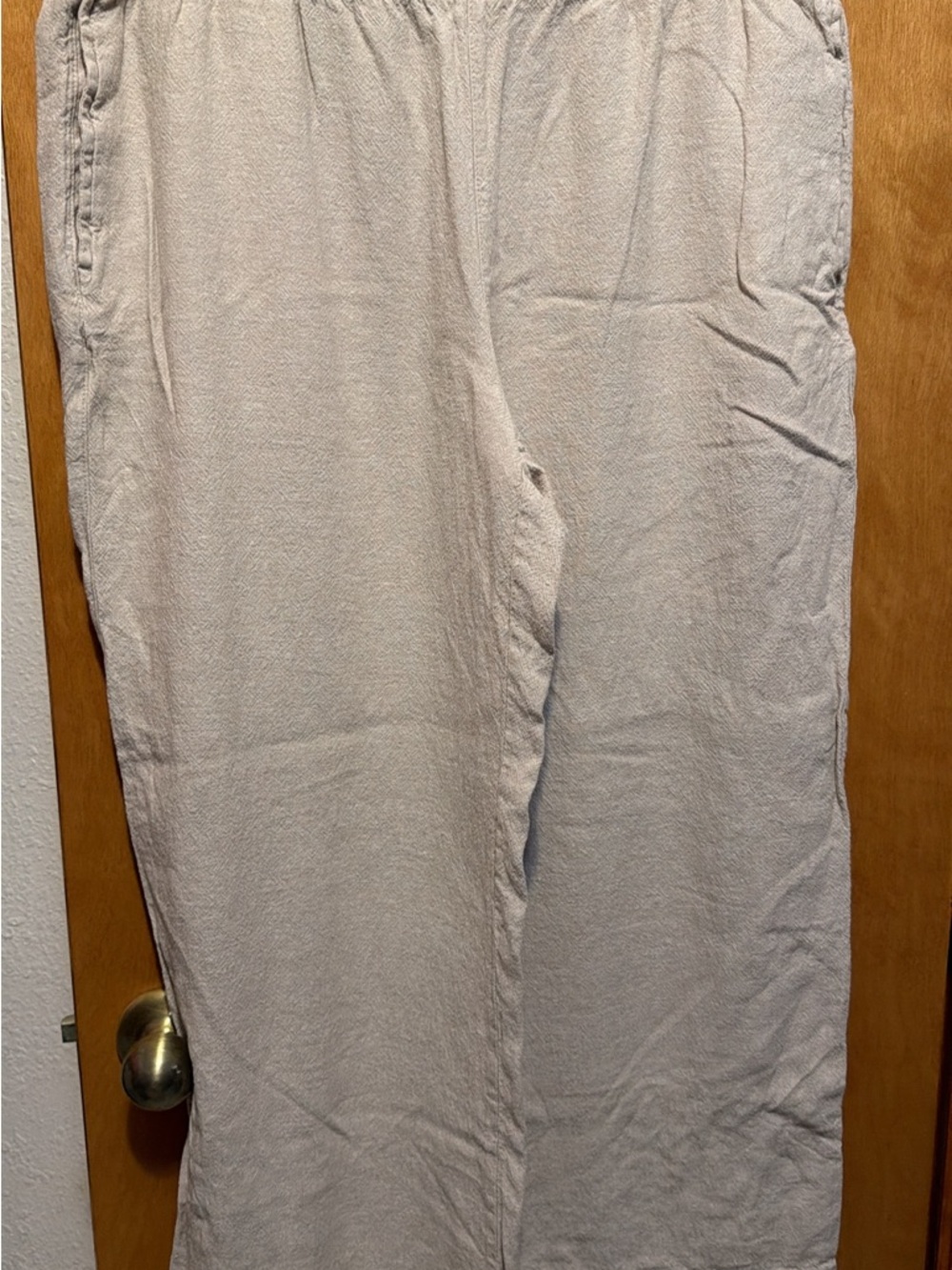 Women's Wide Leg Linen-Blend Pants in Light Beige